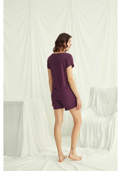 Monamise Kısa Kollu Dantelli V Yaka Şort Takımı fırsatları