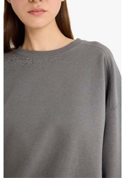 Coool Oversize Basic Gri Kadın Sweatshirt A4177AX/GR449 fırsatları