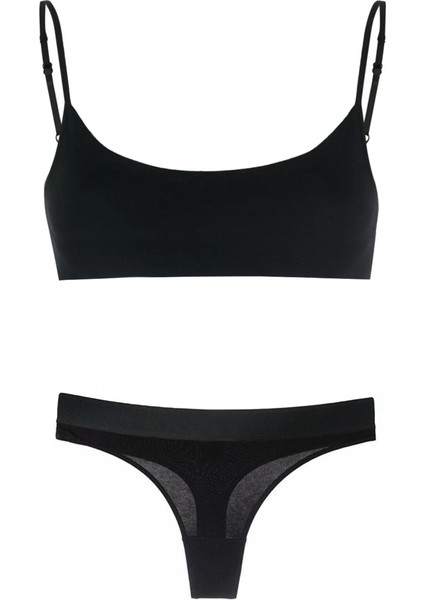 Siyah Pamuklu Kadın Comfort Sütyen Külot Takım