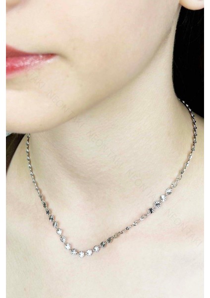 Paslanmaz Çelik Pul Kolye 416, Gümüş Rengi