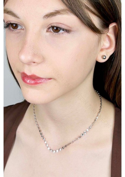 Paslanmaz Çelik Pul Kolye 416, Gümüş Rengi