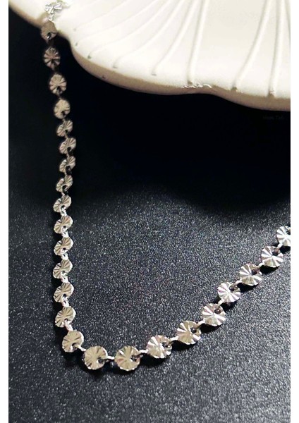 Paslanmaz Çelik Pul Kolye 416, Gümüş Rengi