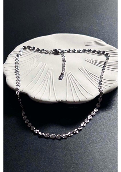 Paslanmaz Çelik Pul Kolye 416, Gümüş Rengi