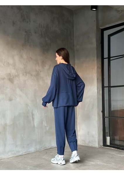 Kadın Oversize Fermuarlı Kapüşonlu Sweatshirt Pileli Paça Tesettüre Uygun Spor Şık Eşofman Takımı modelleri
