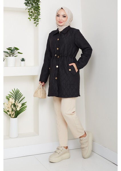 Kadın Beli Tünel Geçişli Kapitone Ceket Mont -PMK472