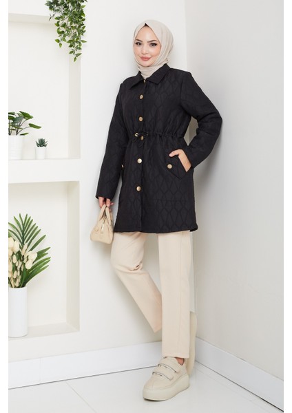 Kadın Beli Tünel Geçişli Kapitone Ceket Mont -PMK472 fiyatları