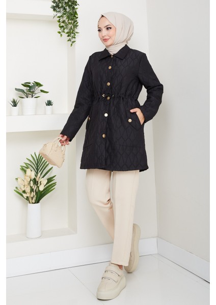 Kadın Beli Tünel Geçişli Kapitone Ceket Mont -PMK472 modelleri