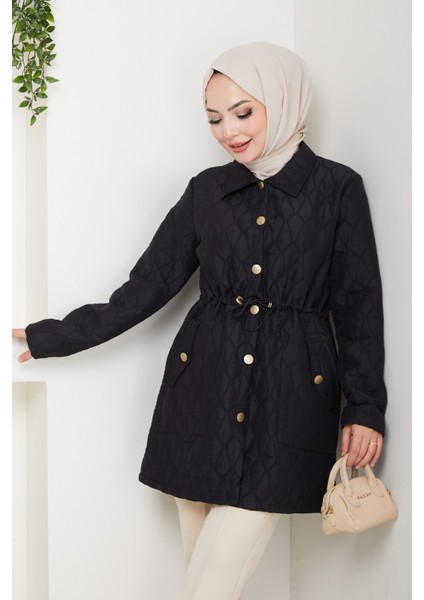 Kadın Beli Tünel Geçişli Kapitone Ceket Mont -PMK472 fırsatları