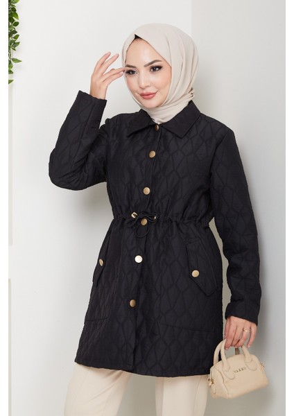 Kadın Beli Tünel Geçişli Kapitone Ceket Mont -PMK472 indirimleri