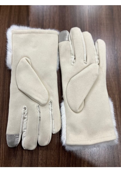 Kadın Kışlık Kürk Detaylı Polar Içlikli Dokunmatik Ekran Uyumlu Eldiven modelleri