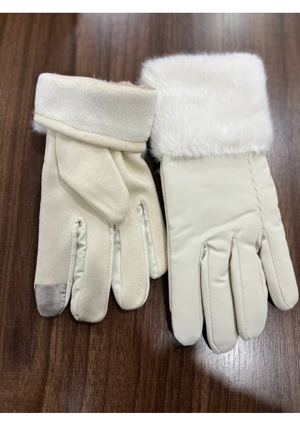 Kadın Kışlık Kürk Detaylı Polar Içlikli Dokunmatik Ekran Uyumlu Eldiven fırsatları