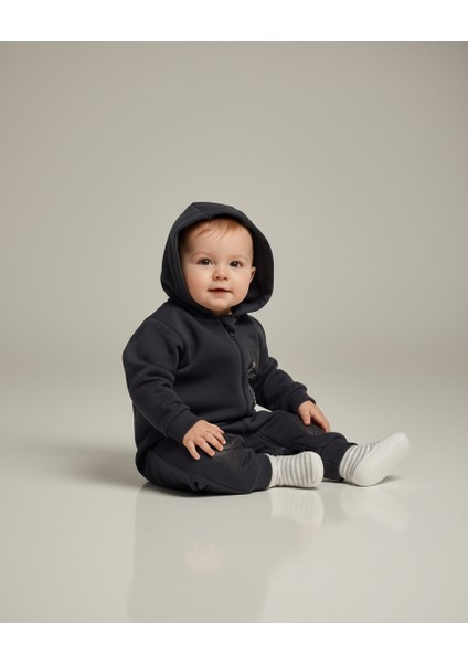 Skateboarding Erkek Bebek Tulum Koyu Gri