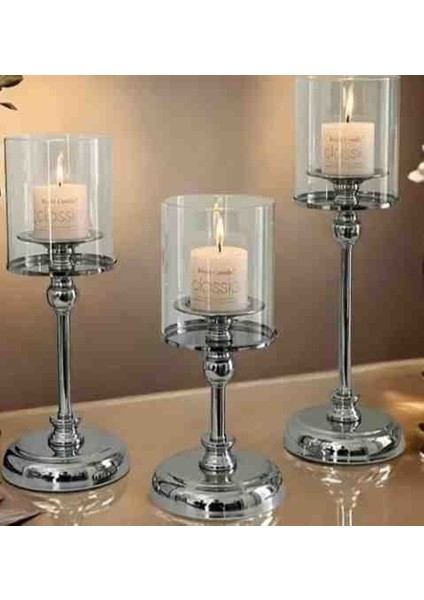 3 Lü Cam Şamdam fiyatları