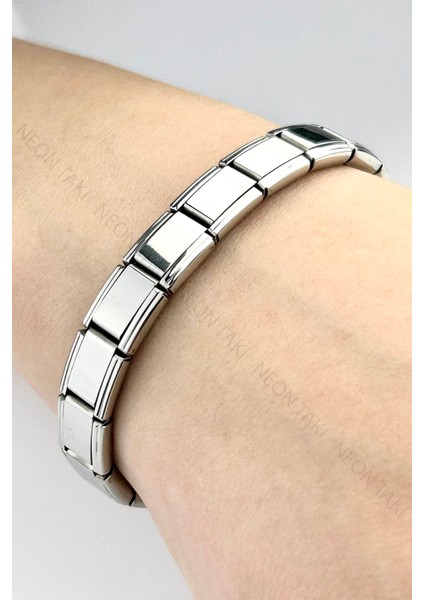 Paslanmaz Çelik Yazısız Charm Taşıyıcı Italyan Nom Bileklik 84, Gümüş Renk fiyatları