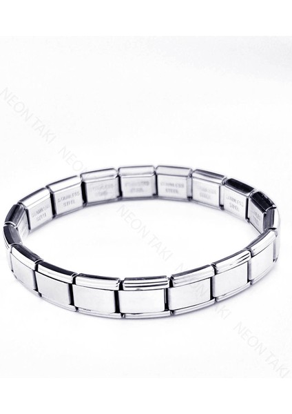 Paslanmaz Çelik Yazısız Charm Taşıyıcı Italyan Nom Bileklik 84, Gümüş Renk modelleri