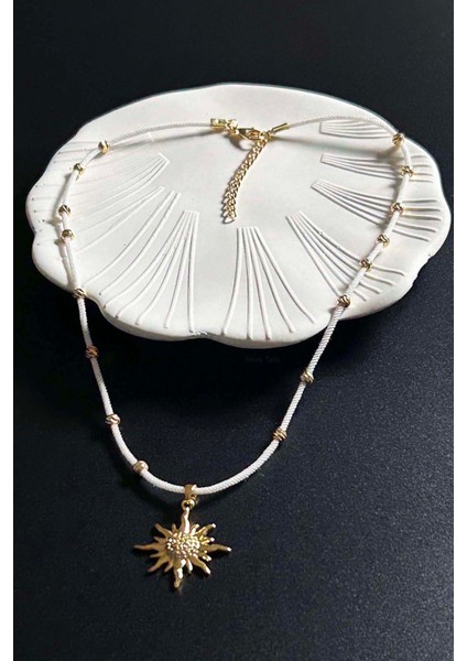 Güneş Figürlü, İp Kolye 423, Altın Renk