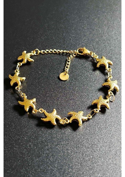 Bileklik, Kararmayan Paslanmaz Çelik, Deniz Yıldızı Detaylı, Altın Renk, Model502