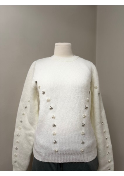 Kadın Taş Işlemeli Kazak