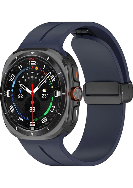 Samsung Galaxy Watch 8 40MM / 44MM / 46MM Classic Kordon - Manyetik Metal Tokalı Güçlü Esnek Silikon