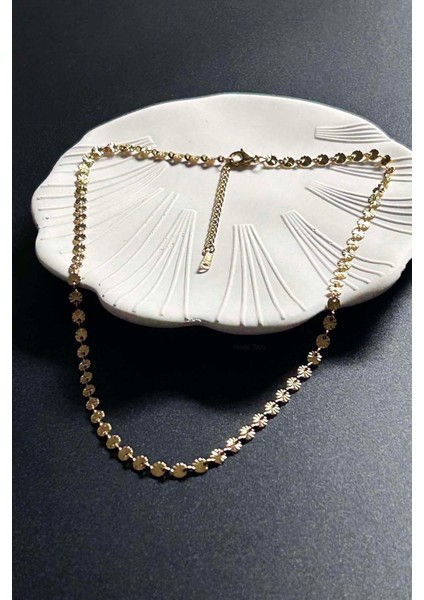 Paslanmaz Çelik Pul Kolye 415, Altın Rengi