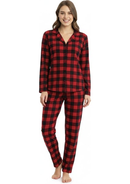 Süet Önden Düğmeli Kadın 2'li Pijama Takımı