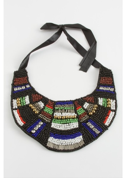 Resveq Etnik Kum Boncuk Yaka Kolye-Renkli