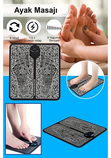Ayak Masaj Aleti 8 Farklı Stil 18 Kademeli Titreşimli Tens Özellikli Şarjlı Taşınabilir