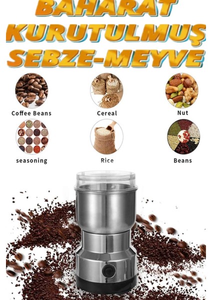 Kahve & Baharat Öğütücü Paslanmaz Çelik 220V Fişli Öğütücü - Parçalayıcı