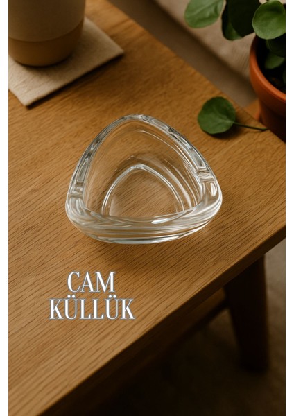 Lale Yuvarlak Cam Kristal Lüks Küllük - Yuvarlak Kül Tablası - Yuvarlak Kül Tabağı