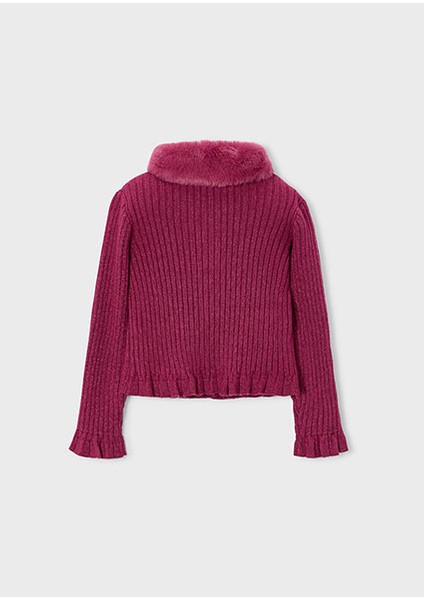 Vişne Kız Çocuk Takma Kürk Yaka Hırka 4311 fiyatları
