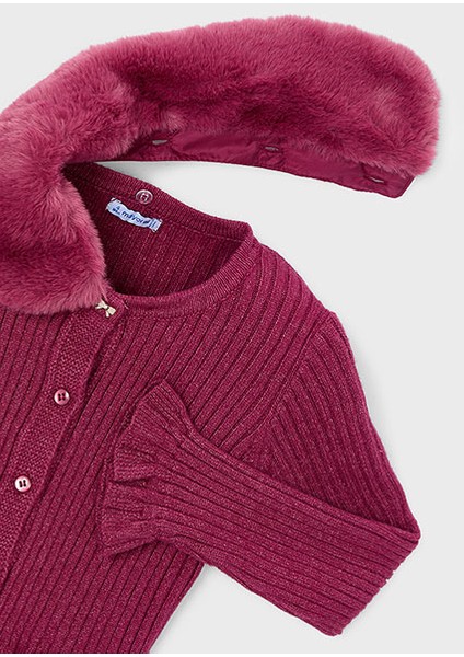 Vişne Kız Çocuk Takma Kürk Yaka Hırka 4311 modelleri