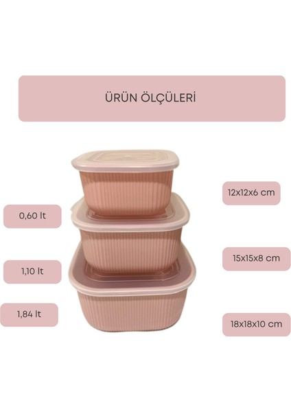 Şeffaf Kapaklı 3'lü Saklama Kabı , Kare Kase Seti fırsatları