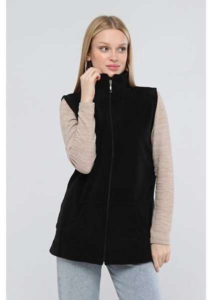 Yakalı Siyah Polar Yelek fırsatları