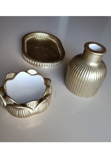 Dekoratif 3'lü Set Tepsi&vazo&lotus fiyatları