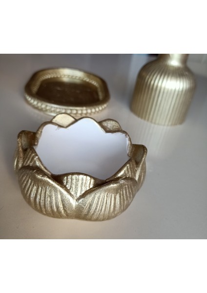 Dekoratif 3'lü Set Tepsi&vazo&lotus fırsatları