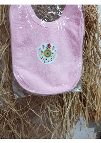 3’lü Pembe Bebek Önlüğü Seti – Papatya Desenli Pamuklu Havlu Kumaş