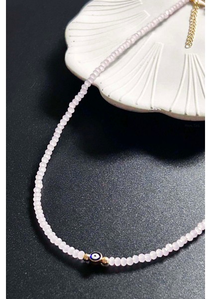 Nazar Boncuklu, Pembe Taşlı Kolye 428