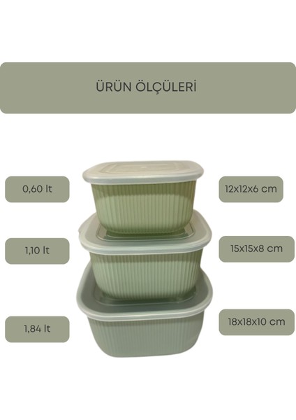 Şeffaf Kapaklı 3'lü Saklama Kabı , Kare Kase Seti fırsatları