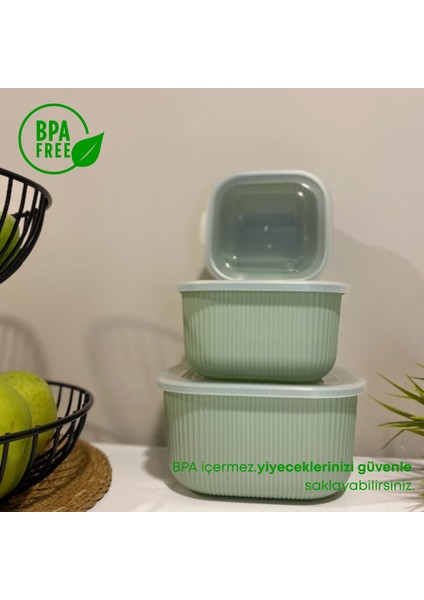 Şeffaf Kapaklı 3'lü Saklama Kabı , Kare Kase Seti fiyatları