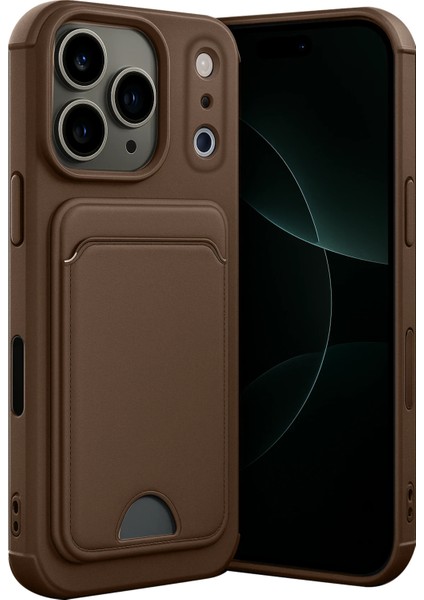 iPhone 17 Pro Max ile Uyumlu Kart Bölmeli Premium Silikon Kılıf – Kelvin Serisi, Arka Kart Yuvalı, Soft Touch Mat Doku, Ultra Ince ve Parmak Izi Tutmaz Tasarım