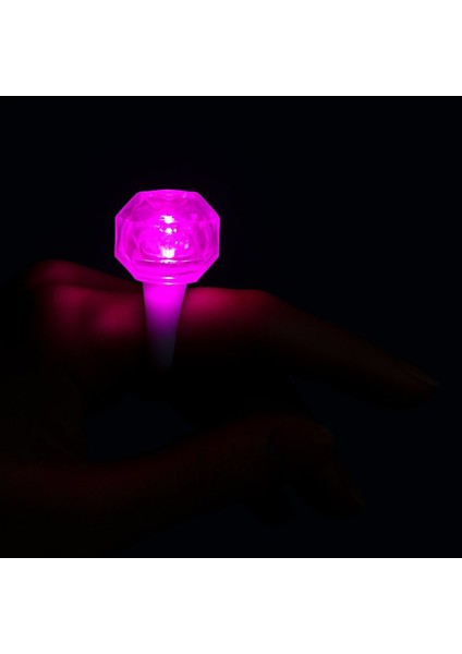 Kristal Tasarımlı LED Glow Işıklı 3 Modlu Pembe Yüzük 3.5 x 5 cm