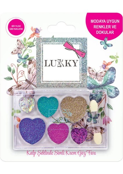 Oyuncak Lukky 6 Lı Kalp Şeklinde Simli Krem Göz Farı Seti
