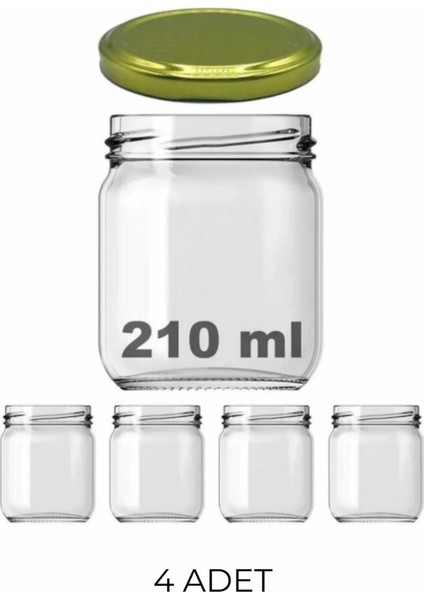 4 Adet 210 ml Cam Kavanoz Mama Yoğurt Saklama Metal Gold Altın Konserve Kapaklı 210 cc fiyatları