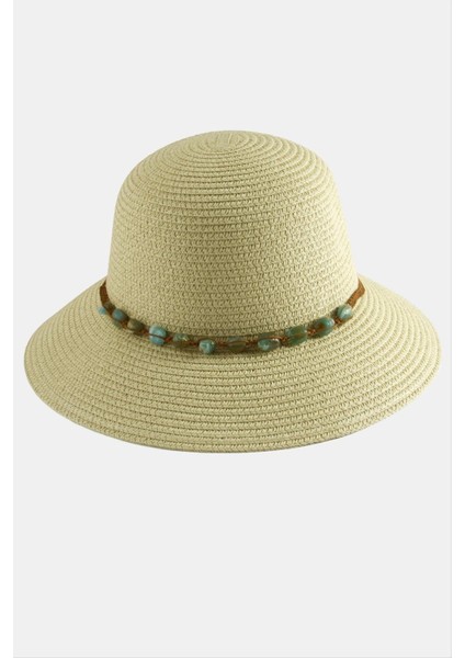 Resveq Akik Doğaltaşlı Hasır Şapka-Bej fiyatları