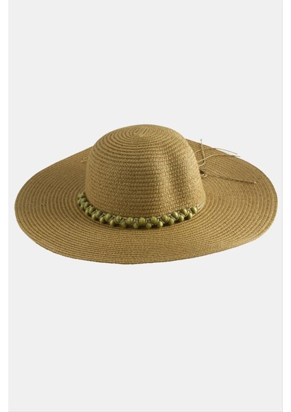 Resveq Boncuk Örme Hasır Şapka-Kahverengi fiyatları