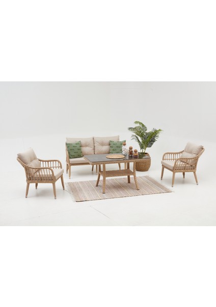 Çeşme Modern Rattan Bahçe Balkon Oturma Grubu (2+1+1+M) fiyatları
