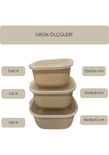 Şeffaf Kapaklı 3'lü Saklama Kabı , Kare Kase Seti fırsatları