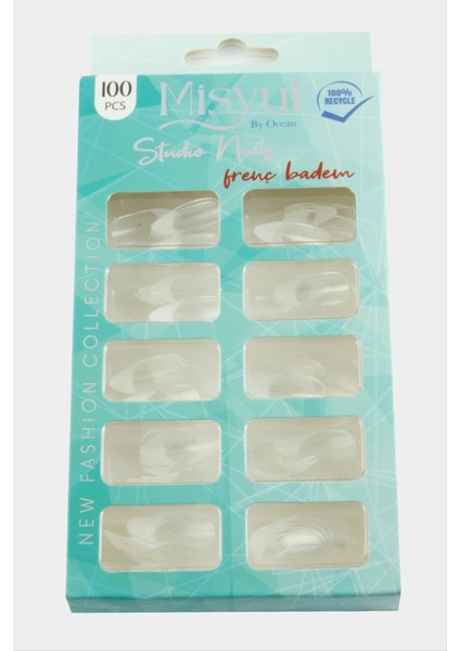 Resveq Misyul Frenç Badem Takma Tırnak 100 Adet-Şeffaf modelleri