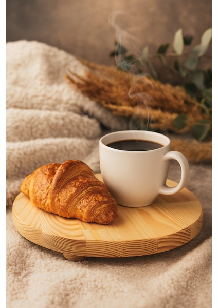 Ahşap Yuvarlak Sunumluk Sofra Doğal Çam