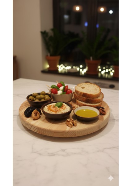 Ahşap Yuvarlak Sunumluk Sofra Doğal Çam modelleri